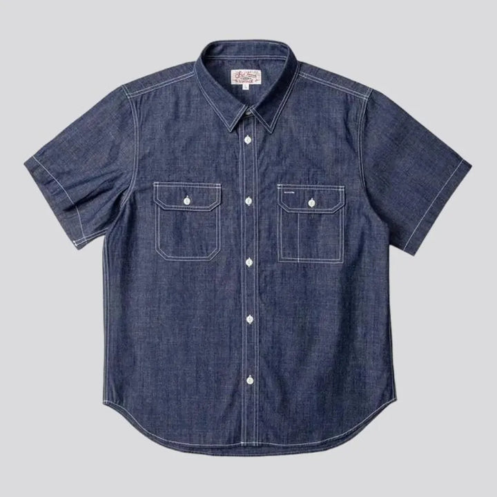Short-sleeves men's jean shirt