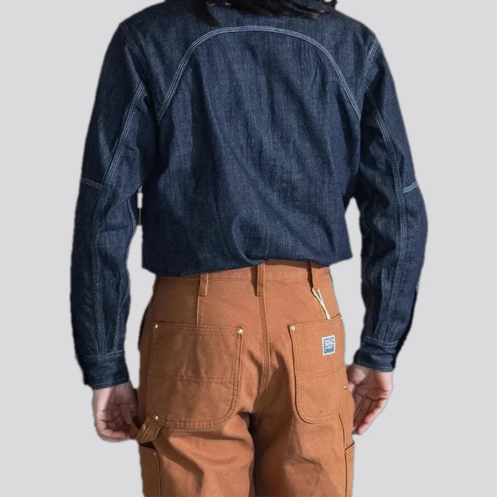 Comfortable average fit worker men's denim shirt