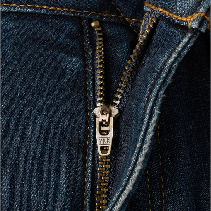 Mid-waist dark sanded men's jeans