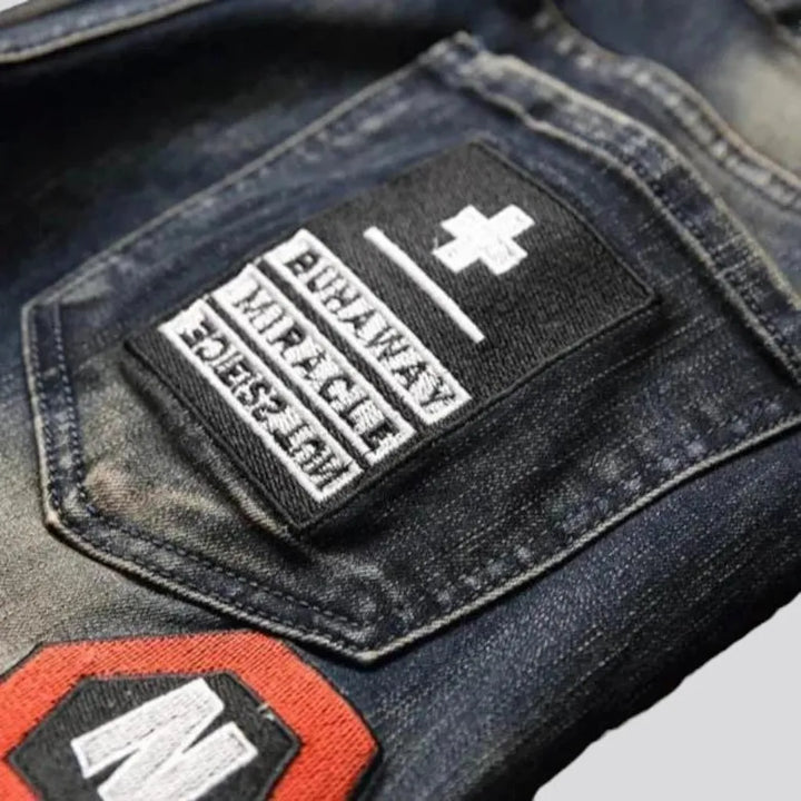 Patchwork men's skinny jeans