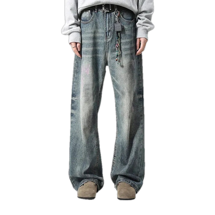 Faded Boho Baggy-leg Men's Jeans - Blue