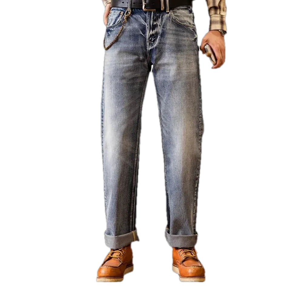 Whiskered Midweight Selvedge Men's Jeans - Light Blue