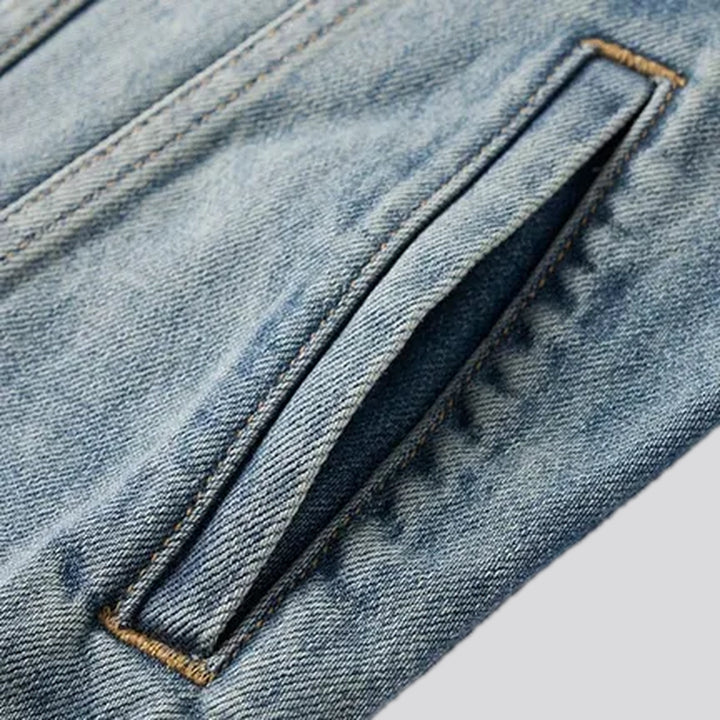 Embroidered men's jean trucker jacket