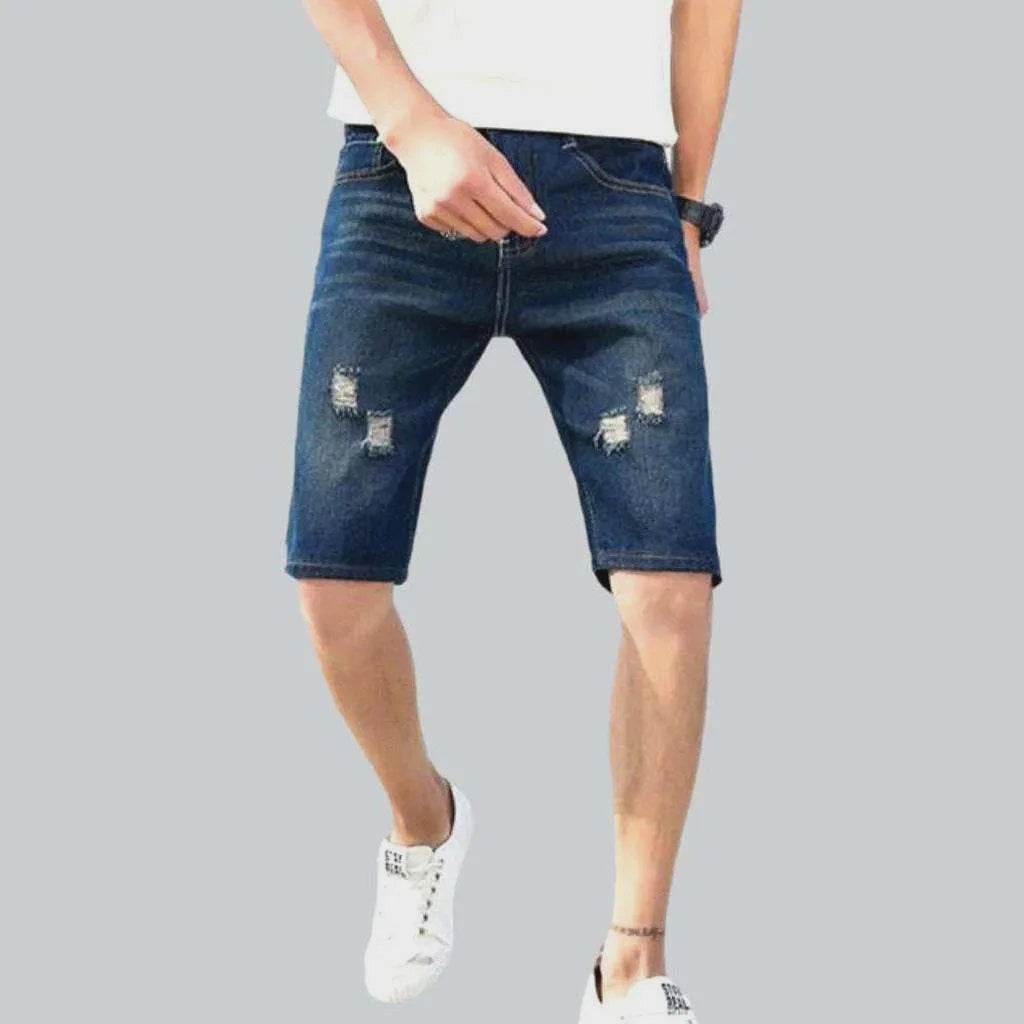 Slim whiskered ripped denim shorts | Jeans4you.shop